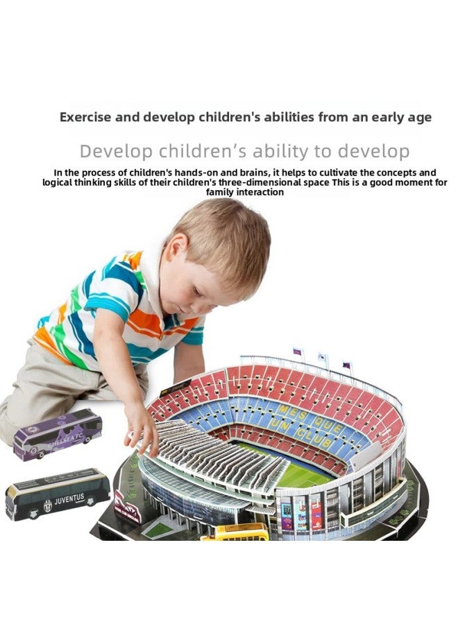Jurong Puzzle Stereo 3D Model Soccer Field Assembled Small Toys Children Adult Thinking Enlightenment Puzzle-Color:Stamford Bridge Stadium - Image 5